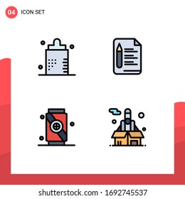 Pack of 4 Modern Filledline Flat Colors Signs and Symbols for Web Print Media such as baby; drink; fitness; text; soft Editable Vector Design Elements