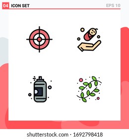 Pack of 4 Modern Filledline Flat Colors Signs and Symbols for Web Print Media such as aim; paint; child; spray; catkin Editable Vector Design Elements