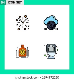 Pack Of 4 Modern Filledline Flat Colors Signs And Symbols For Web Print Media Such As Canada; Money; Safe; Cloud; Fund Editable Vector Design Elements