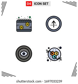 Paket mit 4 modernen Flachfarben Zeichen und Symbole für Web-Printmedien wie Kalender; i; Zeitplan; Kreis; Design-Elemente für redaktionelle Vektorillustrationen