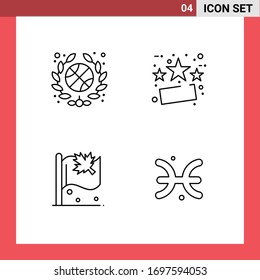 Pack of 4 Modern Filledline Flat Colors Signs and Symbols for Web Print Media such as team; leaf; discount; sale; astrology Editable Vector Design Elements