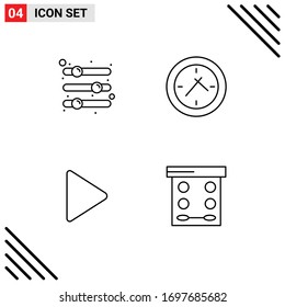 Pack of 4 Modern Filledline Flat Colors Signs and Symbols for Web Print Media such as configuration; video; preference; time; beauty Editable Vector Design Elements