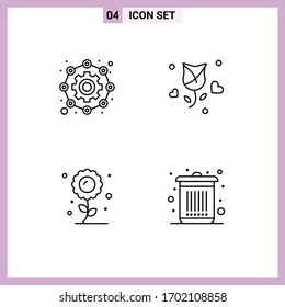 Pack of 4 Modern Filledline Flat Colors Signs and Symbols for Web Print Media such as affiliate; farming; working; love; plant Editable Vector Design Elements