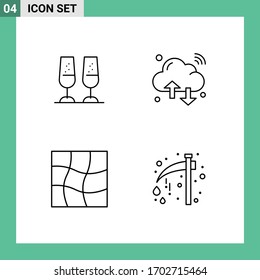 Pack of 4 Modern Filledline Flat Colors Signs and Symbols for Web Print Media such as celebration; distort; toasting; internet of things; warp Editable Vector Design Elements