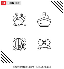 Pack of 4 Modern Filledline Flat Colors Signs and Symbols for Web Print Media such as hand; vehicles; sales; ship; economy Editable Vector Design Elements