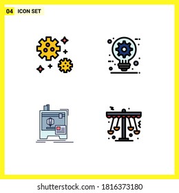 Paket mit 4 modernen Flachfarben und Symbolen für Web-Printmedien wie Astronauten; Maschine, Architekt; Konstruktion, Editierbare Vektordesign-Elemente drucken