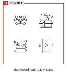 Pack of 4 Modern Filledline Flat Colors Signs and Symbols for Web Print Media such as group; dessert; conversation; market; sweet Editable Vector Design Elements