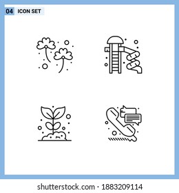 Pack of 4 Modern Filledline Flat Colors Signs and Symbols for Web Print Media such as clover; farming; patrick; water; nature Editable Vector Design Elements