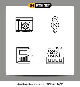 Pack of 4 Modern Filledline Flat Colors Signs and Symbols for Web Print Media such as api; chart; developer; symbol; income Editable Vector Design Elements