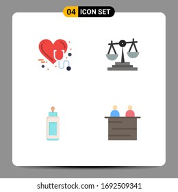 Pack of 4 Modern Flat Icons Signs and Symbols for Web Print Media such as care; feeder; stethoscope; business; child Editable Vector Design Elements