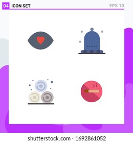 Pack of 4 Modern Flat Icons Signs and Symbols for Web Print Media such as eye; straw; vision; thanksgiving; smoking Editable Vector Design Elements