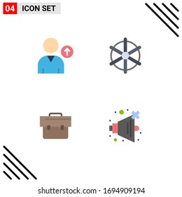 Pack of 4 Modern Flat Icons Signs and Symbols for Web Print Media such as avatar; business; boat; wheel; no Editable Vector Design Elements