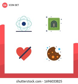 Pack of 4 Modern Flat Icons Signs and Symbols for Web Print Media such as atom; denied; orbit; finger; heart Editable Vector Design Elements