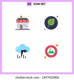 Pack of 4 Modern Flat Icons Signs and Symbols for Web Print Media such as business; left; money; school; goal Editable Vector Design Elements