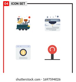 Paket mit 4 modernen Flachsymbolen Zeichen und Symbole für Web-Printmedien wie Auto; Chat; Signal; Web; helfen beim Bearbeiten von Design-Elementen für Vektorillustrationen