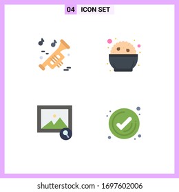 Pack of 4 Modern Flat Icons Signs and Symbols for Web Print Media such as instrument; photo; university; day; business Editable Vector Design Elements