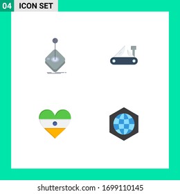 Pack of 4 Modern Flat Icons Signs and Symbols for Web Print Media such as arcade; swiss; joystick; knife; flg Editable Vector Design Elements