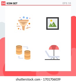 Pack of 4 Modern Flat Icons Signs and Symbols for Web Print Media such as business; database; management; interior; sql Editable Vector Design Elements