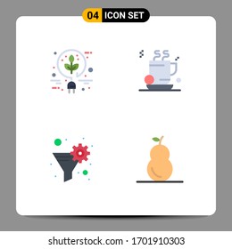 Pack of 4 Modern Flat Icons Signs and Symbols for Web Print Media such as bio; filter; green; coffee; gear filter Editable Vector Design Elements
