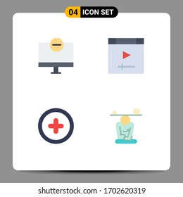 Pack of 4 Modern Flat Icons Signs and Symbols for Web Print Media such as computers; interface; hardware; computer; user Editable Vector Design Elements