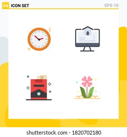 Pack of 4 Modern Flat Icons Signs and Symbols for Web Print Media such as christmas; cigar; time; real; smoking Editable Vector Design Elements