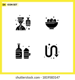 Pack of 4 Modern Solid Glyphs Signs and Symbols for Web Print Media such as avatar; nest; professional; celebration; beer Editable Vector Design Elements