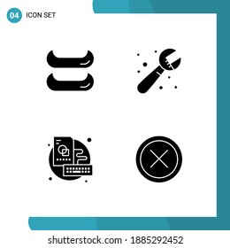 Pack of 4 Modern Solid Glyphs Signs and Symbols for Web Print Media such as boat; creative; plumber; board; close Editable Vector Design Elements