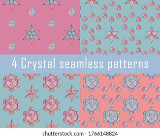 Packung mit 4 dynamischen, nahtlosen geometrischen Mustern in Pastellfarben