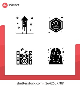 Pack of 4 Universal Glyph Icons for Print Media on White Background.