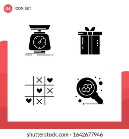 Pack of 4 Universal Glyph Icons for Print Media on White Background.