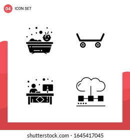 Paket mit 4 Universellen Glyphe-Symbolen für Printmedien auf weißem Hintergrund.