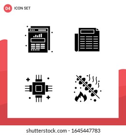 Pack of 4 Universal Glyph Icons for Print Media on White Background.