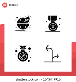 Pack of 4 Universal Glyph Icons for Print Media on White Background.