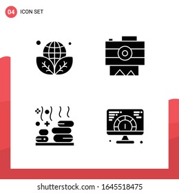 Pack of 4 Universal Glyph Icons for Print Media on White Background.
