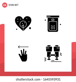 Pack of 4 Universal Glyph Icons for Print Media on White Background.