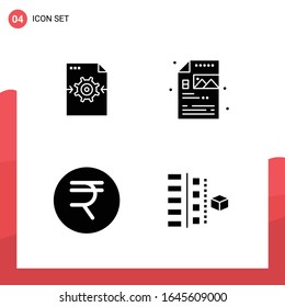 Pack of 4 Universal Glyph Icons for Print Media on White Background.