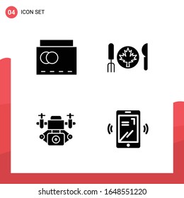 Pack of 4 Universal Glyph Icons for Print Media on White Background.