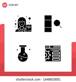 Paket mit 4 Universellen Glyphe-Symbolen für Printmedien auf weißem Hintergrund.