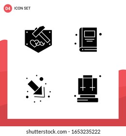 Pack of 4 Universal Glyph Icons for Print Media on White Background.