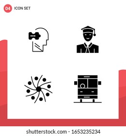 Pack of 4 Universal Glyph Icons for Print Media on White Background.