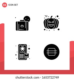Pack of 4 Universal Glyph Icons for Print Media on White Background.