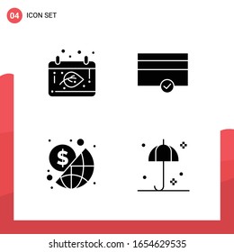 Pack of 4 Universal Glyph Icons for Print Media on White Background.