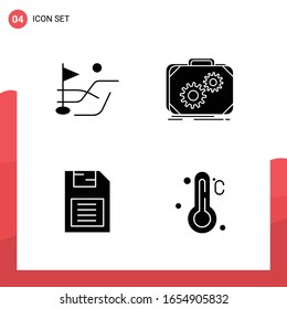Pack of 4 Universal Glyph Icons for Print Media on White Background.