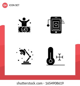 Pack of 4 Universal Glyph Icons for Print Media on White Background.