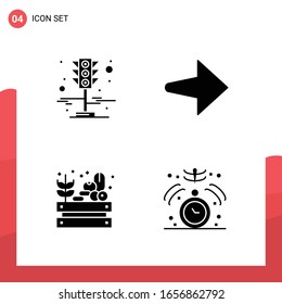 Pack of 4 Universal Glyph Icons for Print Media on White Background.