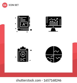Pack of 4 Universal Glyph Icons for Print Media on White Background.