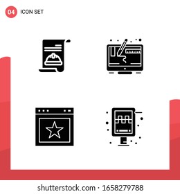 Pack of 4 Universal Glyph Icons for Print Media on White Background.