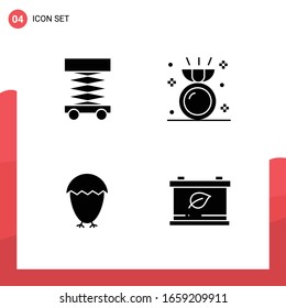 Pack of 4 Universal Glyph Icons for Print Media on White Background.