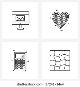 Paquete de 4 iconos de línea universal para corrección de imágenes de aplicaciones web; matemáticas; corazón; día de San Valentín; ilustración de vectores de diseño