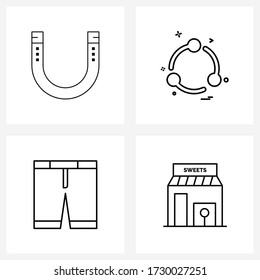 Paket mit 4 Universellen Symbolen für Webanwendungen; Kleidung; Indien; Anteil; Kleid Vector Illustration